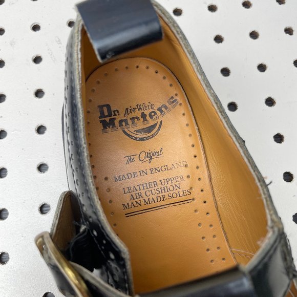 Vintage Dr. Martens Doc England Navy Blue Black Wingtip Mary Janes Sandals UK 6 - Picture 14 of 15